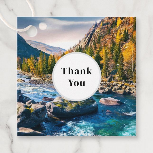 Fluss und Berge Landschaftliches Foto Vielen Dank Geschenkanhänger (Vorderseite)