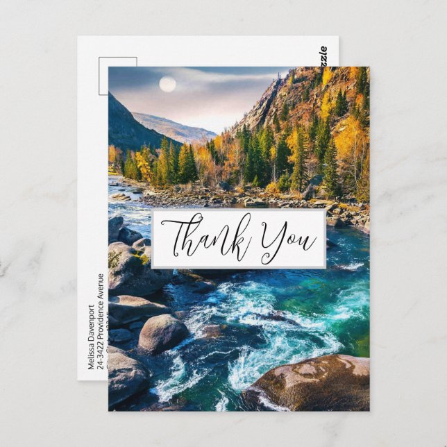 Fluss und Berge Landschaftliches Foto Vielen Dank Postkarte (Vorne/Hinten)