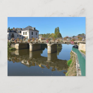 Fluss und Brücke bei Josselin in Frankreich Feiertagspostkarte
