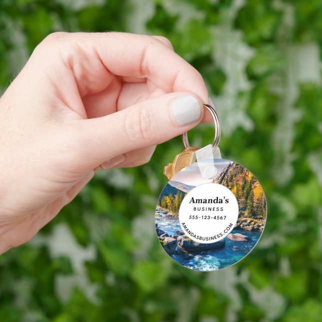 Fluss und Gebirge Landschaftliches Foto Business Schlüsselanhänger (Hand)