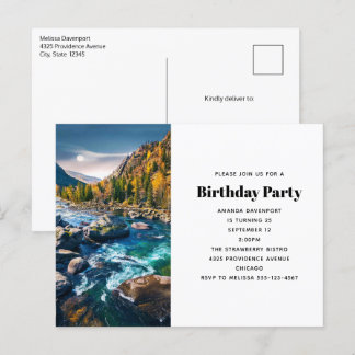 Fluss und Gebirge Landschaftliches Foto Geburtstag Einladungspostkarte