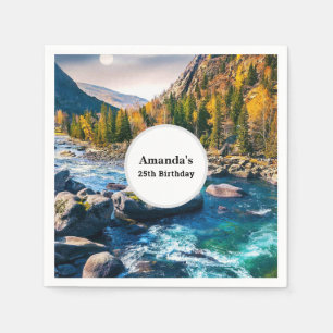 Fluss und Gebirge Landschaftliches Foto Geburtstag Serviette