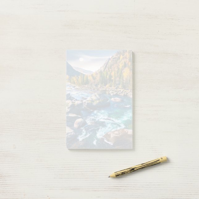 Fluss und Gebirge Landschaftliches Foto Post-it Klebezettel (Auf Schreibtisch)