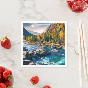 Fluss und Gebirge Landschaftliches Foto Serviette