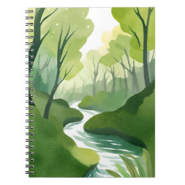 Fluss von Grün | Wald-Aquarellmalerei Notizblock