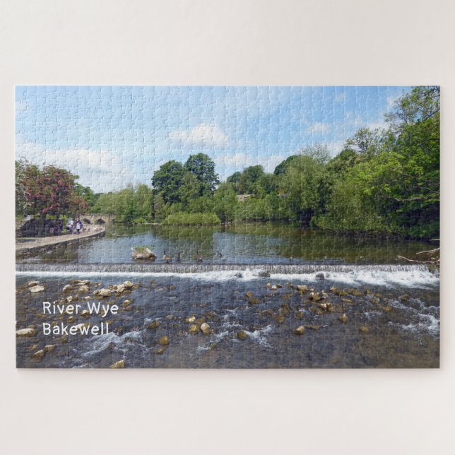 Fluss Wye Bakewell Derbyshire England Landschaftli Puzzle (Horizontal)