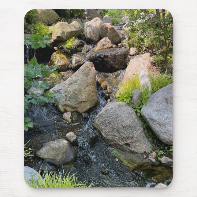 Flussbett | Wasserfall | Waldgrün Mousepad (Vorne)