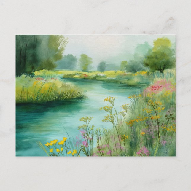 Flussblick Naturszene Postkarte (Vorderseite)