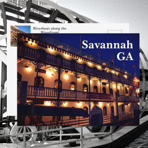 Flussboot Riverfront Savannah Georgia Fotografie Postkarte
