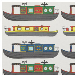 Flussboote und Narrowboats Gemustertes Wasserboot Stoff