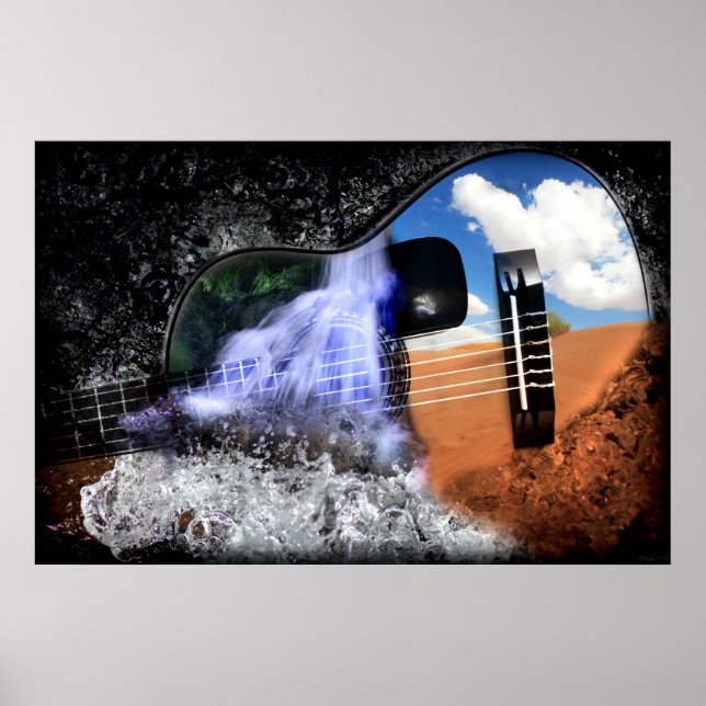 Flüsse in der Wüste (Gitarrenkunstposter) Poster (Vorne)