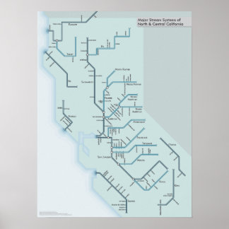 Flüsse Nord- und Zentralkaliforniens 18 Zoll x 24 Poster
