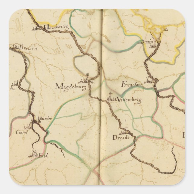 Flüsse und Täler Deutschlands Quadratischer Aufkleber (Vorderseite)