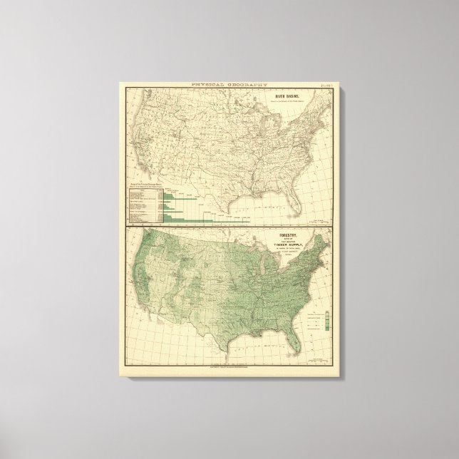 Flusseinzugsgebiete, Forstwirtschaft Leinwanddruck (Vorderseite)