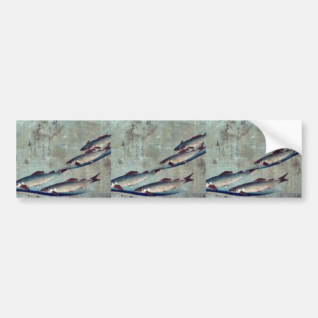 Flussforelle (Ayu) durch Andō, Hiroshige Ukiyo-e. Autoaufkleber (Vorne)