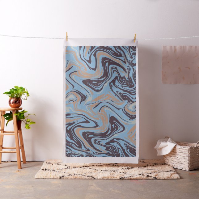 Flüssig Abstraktes blaues Muster Textile Gewebe Stoff (Beispiel)