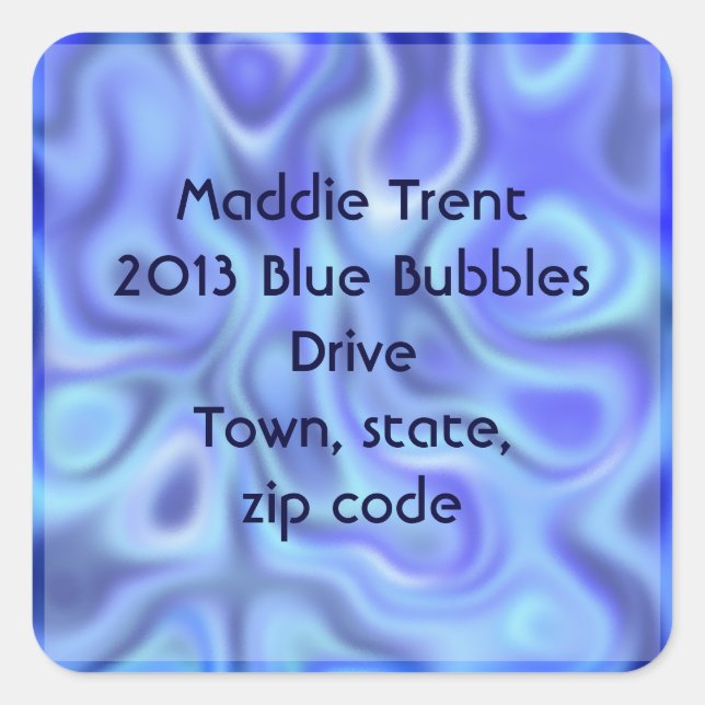 flüssig blau quadratischer aufkleber (Vorderseite)