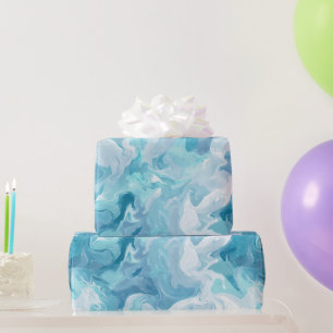 Flüssig Ozean Aqua Blau Drift Weiß abstraktes Must Geschenkpapier