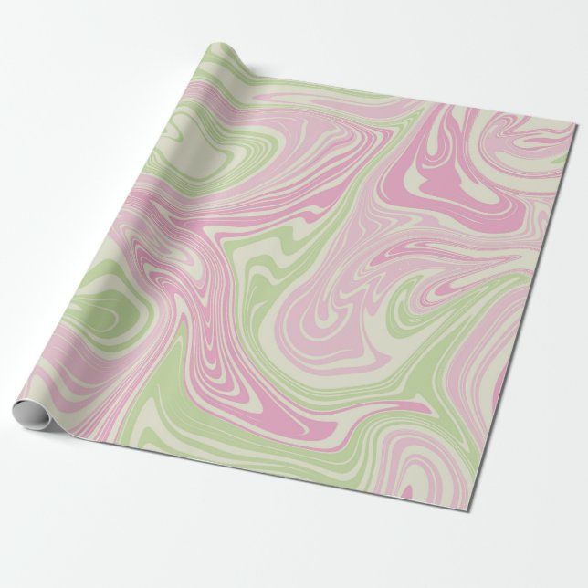 Flüssig-wirbelfarbenes rosa Muster Geschenkpapier (Ungerollt)