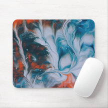 Flüssige Aquarellmalerei Indigo Blau Orange Korall