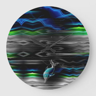 Flüssige Erschütterungs-Delphin-Neon-Wanduhr Große Wanduhr