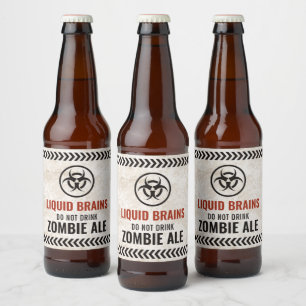 Flüssige Gehirne Zombie Labels für Halloween Bierflaschenetikett