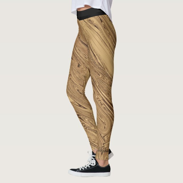 Flüssige Gold-Leggings mit Black Waistband Leggings (Links)