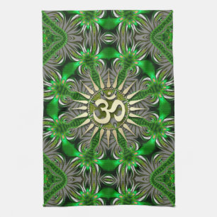 Flüssige grüne Om Yoga Hippie Fabric Banner TeaHan Handtuch