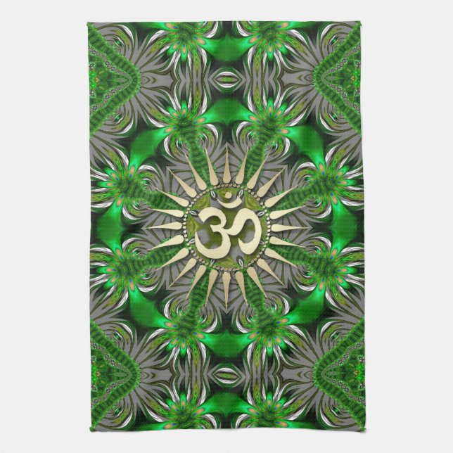 Flüssige grüne Om Yoga Hippie Fabric Banner TeaHan Handtuch (Vertikal)