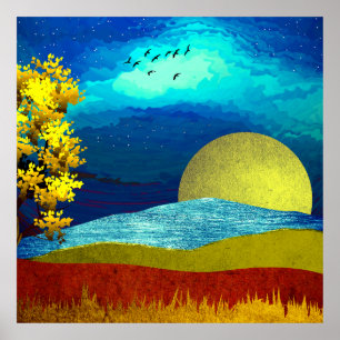 Flüssige Himmelslandschaft Poster