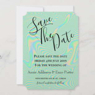 Flüssige Imitate Grüne Holographische Textur Save The Date