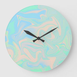 Flüssige Imitate holografische irisierende Textur Große Wanduhr