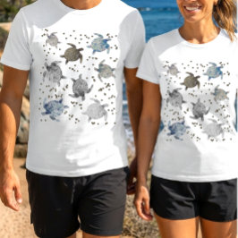 Flüssige Marmor-Meeres-Schildkröten-Ozean-Muster T-Shirt