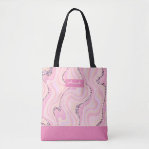 Flüssige Marmorstruktur mit Glitzer-Tote-Tasche