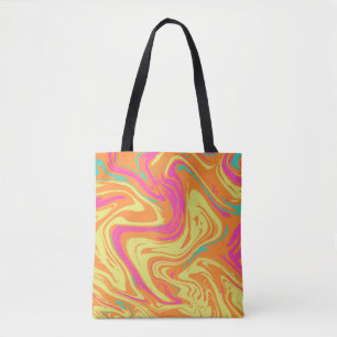 Flüssige Pattern gelb rosa Tote Bag