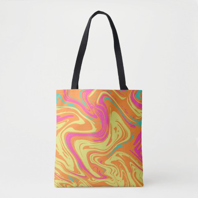 Flüssige Pattern gelb rosa Tote Bag (Vorderseite)