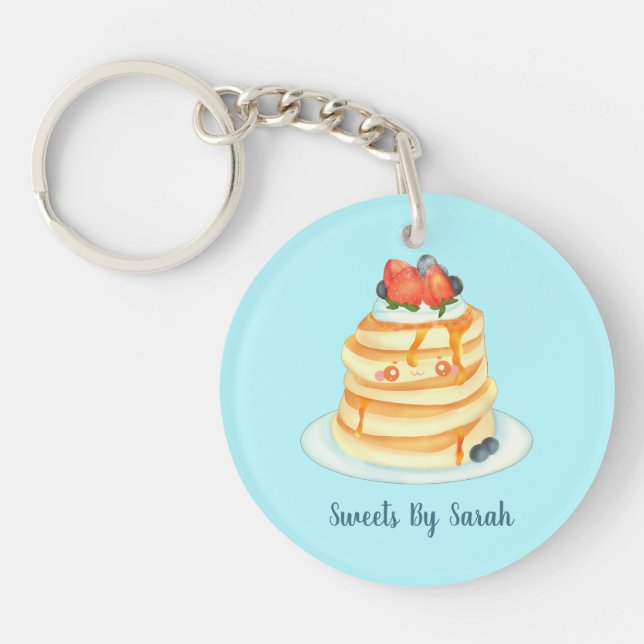 Flüssige Pfannkuchen mit Ahornsirup, Obst und Crem Schlüsselanhänger (Vorderseite)