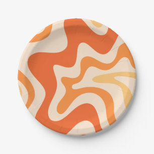 Flüssige Wirbelsäule Retro Vibe Mandarine Orange Pappteller