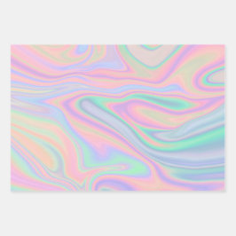 Flüssiger Abstrakter Regenbogen  Geschenkpapier Set
