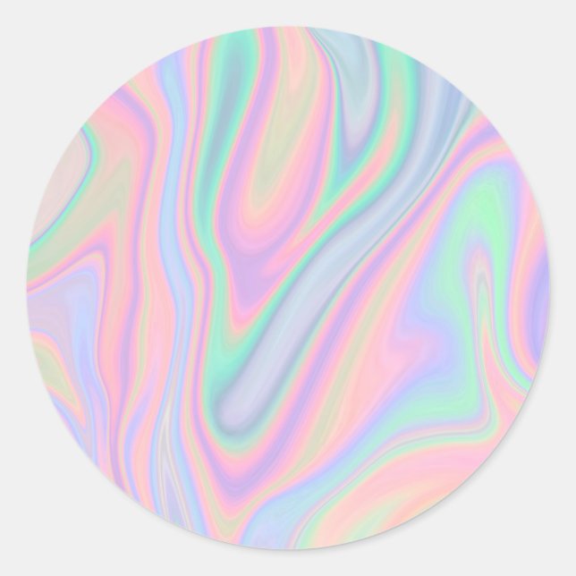 Flüssiger Abstrakter Regenbogen Runder Aufkleber (Vorderseite)