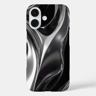 Flüssiger Chrom-Fluss – Abstrakte Metallische Text iPhone 16 Hülle
