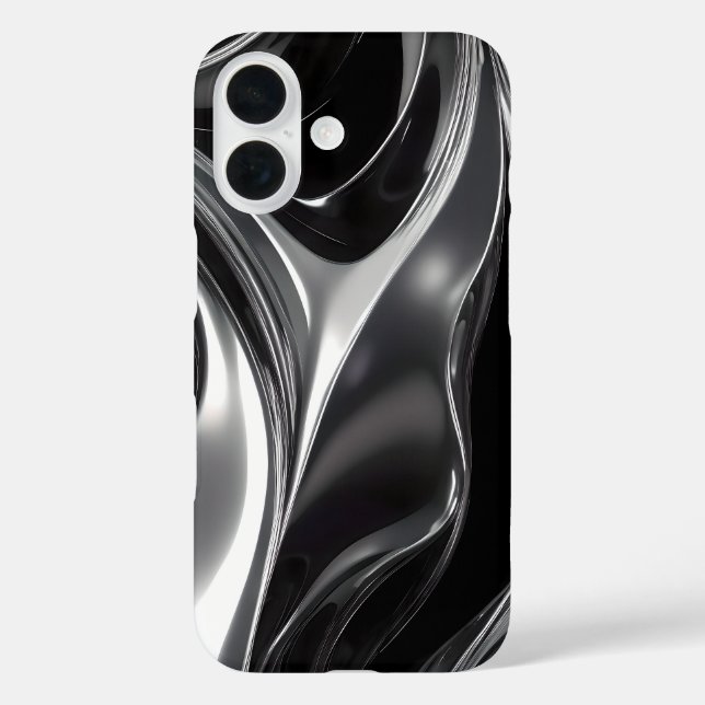 Flüssiger Chrom-Fluss – Abstrakte Metallische Text Case-Mate iPhone Hülle (Rückseite)