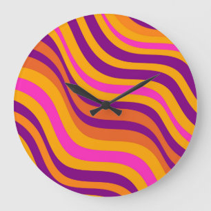 Flüssiger fließender Groovy Streifen Y2K Muster Große Wanduhr