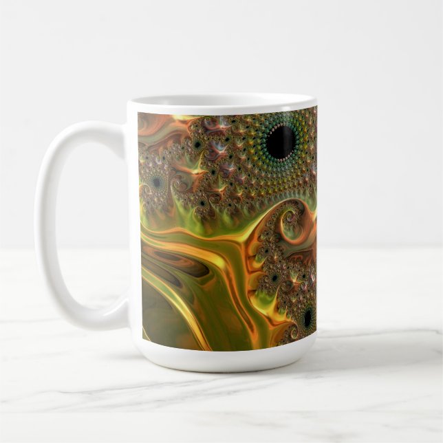 Flüssiger Gold-Fraktal-Traum  Kaffeetasse (Links)