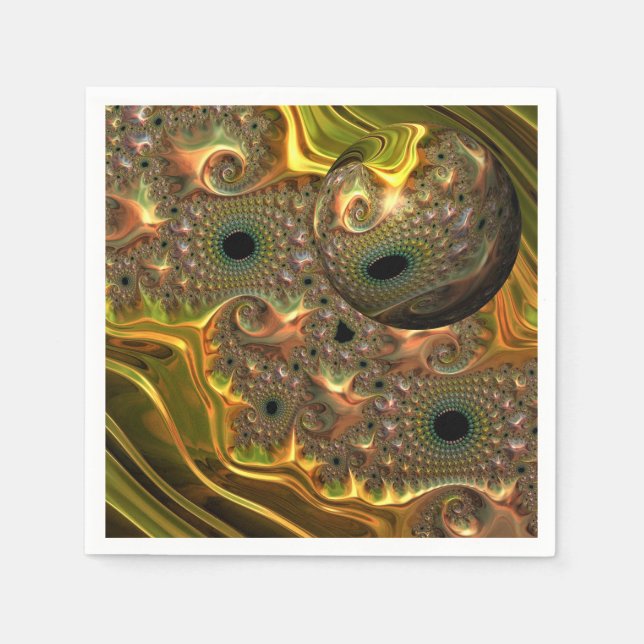 Flüssiger Gold-Fraktal-Traum  Serviette (Vorderseite)
