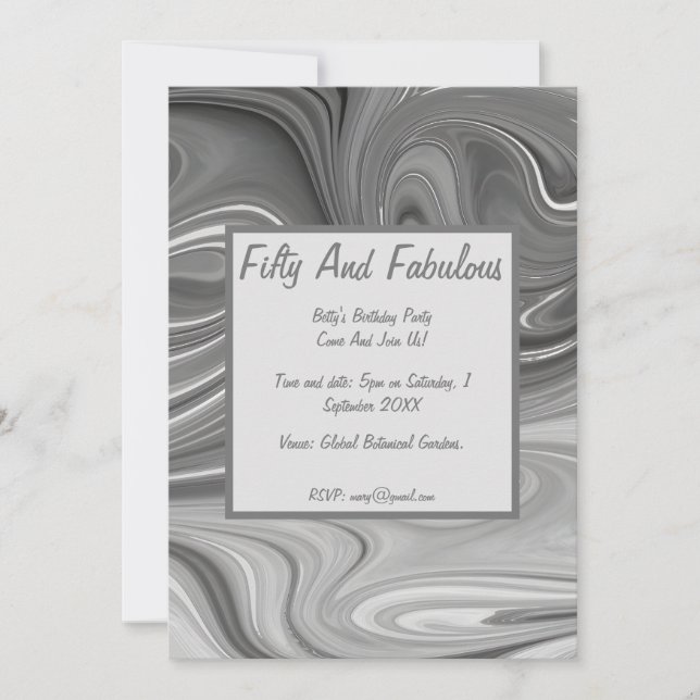 Flüssiger Marmor, 50 Jahre alt und herrlich zum Ge Einladung (Vorderseite)
