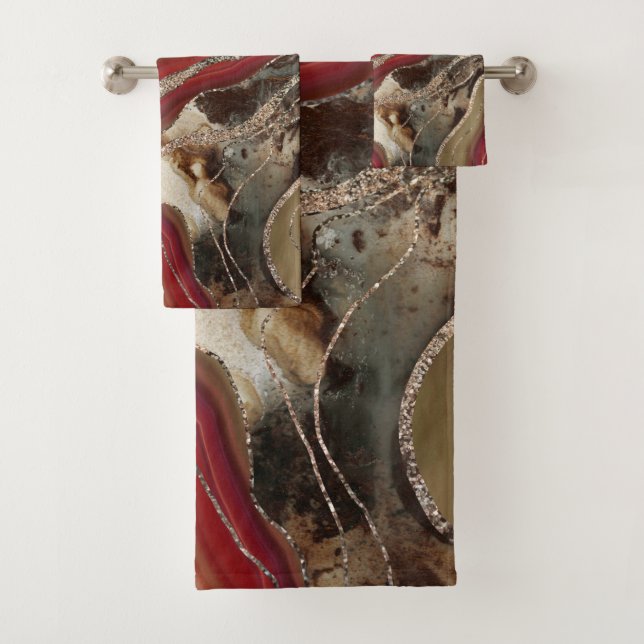 Flüssiger Marmor Agate Glitzer Glam #2 Badhandtuch Set (Insitu)