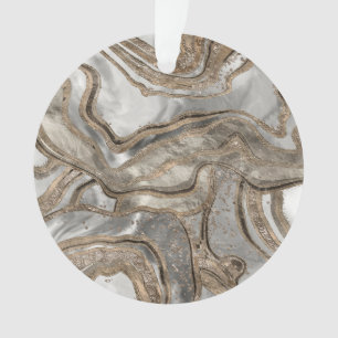 Flüssiger Marmor - Perle und Gold Ornament