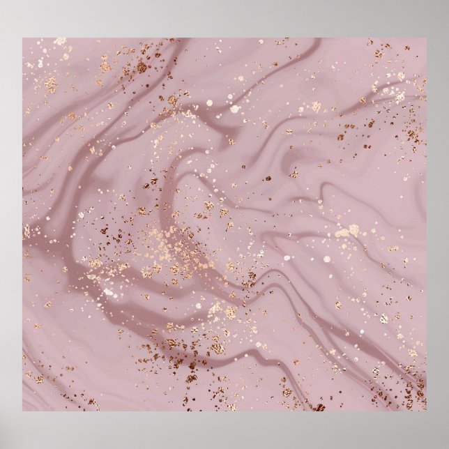 Flüssiger Marmor: Rose Gold Artistry. Poster (Vorne)