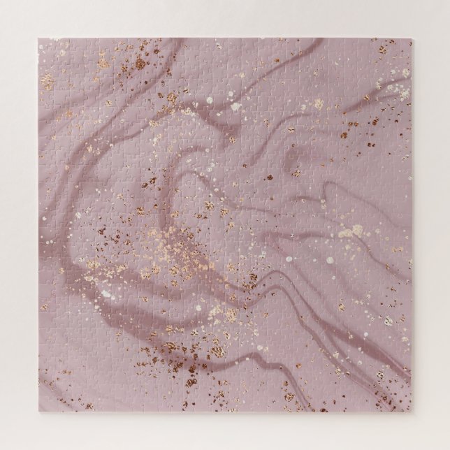 Flüssiger Marmor: Rose Gold Artistry. Puzzle (Vertikal)